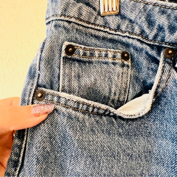 Topshop Mom Jean Blue Wash Distressed Back Pockets W32 / L34 - Picture 7 of 10